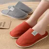 Slippers Women Indoor Corduroy Floor Flat Shoes Comfort Anti-slip Men Couple House Cotton Slides Home Flax Linen Slipper Unisex