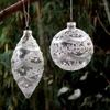 Party Decoration Hand Painting Hanging Glass Globe Silver Drawing Powder Christmas Pendant Festival Ornament Diameter 8cm 16pcs/pack