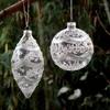 Décoration de fête Peinture à la main Globe de verre suspendu Argent Poudre de dessin Pendentif de Noël Festival Ornement Diamètre 8 cm 16 pcs/paquet