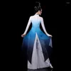 Stage Wear Traditional Chinese Vintage Hanfu Women Flower Print Qipao Dress Ancient Folk Dance Streetwear Performance