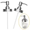 Liquid Soap Dispenser 2pcs Lids Mason Jar Cover Lotion Bathroom Accessories Stainless Steel For Room Silver