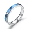 Cluster Ringen Bxzyrt Blauw Forever Love Bruiloft 316L Roestvrij Staal Paar Eternity Verlovingsring Hart En Kristal Mannen Vrouwen