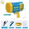 Huiqibao Bazooka Bubble Gun Rocket 69 Hobbles Machine Summer Automatic Soap Blower with Light Toys for Childs Gift240202