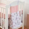 4 Pcs Crib Bedding Set For Boys Girls Including Blanket Skirt Sheets Diaper Stacker Pink Flower Soft Baby 240127