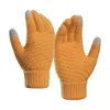 Gants de cyclisme hiver écran tactile pour hommes femmes doigt complet Imitation laine chaud élastique tricoté mitaines épais Crochet