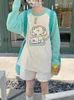 Dames Hoodies Y2k Aesthetics Cartoon 2024 Harajuku Kawaii Trui Fairycore Patchwork Sweatshirt Oversized E-girl O Hals Streetwear