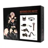 Cinsel Esaret BDSM Kiti Bondage 7 Parçalı Ayarlanabilir Kelepçe ile Set Yaka Top Gag Mask Yetişkin Oyun Seks Oyuncak Altın Leopard 240126