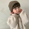 8777 Korean Children Sweaters Cardigan Autumn And Winter Baby Coarse Wool Hemp Retro Cardigan Coat Boys Girls Sweaters 240129