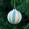 Décoration de fête 8 pcs/paquet diamètre 8 cm boule de verre cintre de noël argent bleu poudre peinture Globe pendentif suspendu