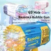 Pistolet à bulles de savon fusée 69 trous, Machine à souffler automatique, jouets pour enfants, cadeau Pomperos 240202