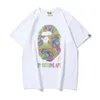 Bape Summer Популярная футболка с двухсторонним принтом «Рот акулы» Повседневная пара Футболка с короткими рукавами для пары Дизайнерский пуловер Рубашка с обезьяной Топ Y2k Мужская футболка W3A6