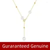 Hängen Nymph Real 18K Gold Natural Pearl Necklace AU750 Chocker Fine Smycken Round Party Gift for Women White X536