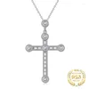 Pendants S925 Sterling Silver Religion Cross Pendant Statement Necklaces For Women Fine Jewelry Luxury Zircon Christ Crucifix Necklace