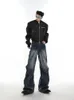 American Style Y2K High Wide Leg Jeans for Men Street Niche Heavy Work Old Washed 남성의 가변 플레어 바지 디자인 240127