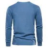 AIOPESON Waffle Henley TShirt Uomo Manica lunga Basic Traspirante Top da uomo Tee Shirts Autunno Tinta unita T Shirt per uomo 240123