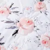 4 Pcs Crib Bedding Set For Boys Girls Including Blanket Skirt Sheets Diaper Stacker Pink Flower Soft Baby 240127