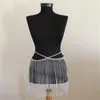 Юбки женские летние пикантные Y2K с металлическими блестками внизу фестивальная мини-юбка Rave с блестками и кисточками на талии, ткань для ночного клуба