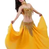 STAGE Wear Belly Dance Costume Set Professional Arabe for Women Tassel Bra Brest Belt Long Jirt Performance Rave tenue