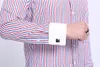 Quality Men Casual Slim Fit Shirt Mens Long Sleeve Business Dress Shirts French Cufflinks Male Striped 240126