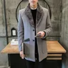 Marque vêtements hommes vestes en laine/mode masculine coupe ajustée loisirs hiver garder au chaud longs manteaux en tissu de laine/plus la taille S-5XL 240131