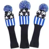 Golf 3 st/set stickad pom sock täcker 1-3-5 golf trä headcover för golf dirver/fairway golf club headcovers 240202