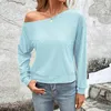 Blusas femininas senhora roupas diárias superior elegante um ombro manga longa pulôver macio respirável casual primavera/outono camiseta