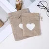 Torebki biżuterii 5 szt. 10 x 14 13 18 cm Love Linen Jute Torby prezentowe