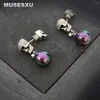 Dangle Earrings Jewelry And Accessories Hip-Hop Punk Style Double Skull Pearl With Zircon Inlay For Women's Party Gifts