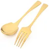 Dinnerware Sets 1pc 304 Stainless Steel Tableware Gold Steak Knife Service Fork Spoon Cutlery Salad Butter Flatware