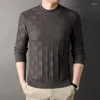 Pulls pour hommes automne hiver pull carré damier jacquard bas chemise mâle simple mode pull décontracté haut vêtements