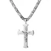 Pendant Necklaces Top Quality Jesus Cross Necklace For Men Gold Color Stainless Steel Byzantine 18-36" Women Fashion Jewelry Gift