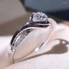 Anéis de casamento clássico anel de noivado branco zircão cúbico feminino mulheres super flash strass banda cz jóias