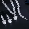 Collana Orecchini Set Vite Design Zircone Cubico Conchiglia Bianca Perla Ciondolo Stud Gioielli da sposa da donna