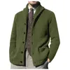 Cardigan invernale da uomo maglione collo a scialle solido colletto abbottonato cappotto casual lavorato a maglia a trecce abbigliamento maschile 240130