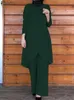 民族衣料ザンゼア・イード・ムバレク・イスラム教徒のスーツ2PCS女性カジュアルパンツセットファッション非対称のブラウスズボン七面鳥のマッチ