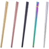 Chopsticks Learning Reusable Dishwasher Safe Metal Square Lightweight Chop Sticks 5 Pairs