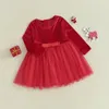 Robes pour petites filles, vêtements en velours, couleur unie, couches de base, Tulle, manches longues, automne hiver, princesse Lolita