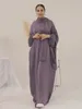 Etniska kläder jilbabs för kvinnor bön abaya med bifogad halsduk islamisk ramadan muslimska abayas integrerade slöja hijab klänning dubai kalkon