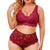 Bras Sets Plus Size Lace Bra Set Erotic Sexy Lingerie Embroidery Underwear Woman 2 Pieces & Brief 4XL