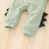 geborenes Baby Kleidung einfarbig Kapuzen-Reißverschluss Overall Strampler geborenes Baby Jungen Mädchen Cartoon Dinosaurier Kostüm 240202
