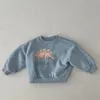 8435 Inverno Neonate Ragazzi Pile Velluto Caldo Manica lunga Top Primavera Bambini Sweatershirt Dinosauro Stampa Felpe con cappuccio 240129