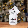 Mugs 2PCS Matching Coffee Mug My Heart Belongs To Him Her Couple Tea Water Cup Perfect Valentines Day Anniversary Wedding Gift Idea