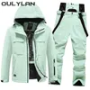 Oulylan à prova de vento inverno ternos de esqui cor sólida isolamento impermeável snowboard roupas terno respirável conjunto de esqui das mulheres dos homens 240122