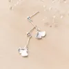 Dingle örhängen 1Pair Authentic Real 925 Sterling Silver Fine Jewelry Gingko Ginkgo Leaf Rak Lucky Bar Ball GTLE2549