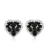 Boucles d'oreilles arrière Stonefans Elegant Heart Ear Clip Lady No Piercing Accessories Géométrie noire Rhinage sur les bijoux nuptiaux