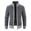 Mode heren vest met opstaande kraag patchwork kleur lange mouw dikke winter mannelijke rits trui jassen 240125