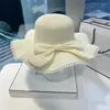 Wide Brim Hats Spring And Summer Women's Sun Straw Hat Shaded Big Bamboo Bowknot Ladies Fashion Fisherman Outdoor 2024