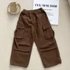 Trousers Boys Cargo Pants Autumn Three-dimensional Bag Drawstring Casual Kids Sport Children Clothes 1-11Year