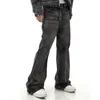 Джинсовый комплект High Street Wash, мужские промышленные короткие ковбойские куртки, мешковатые джинсы с микро-рогами, мужские комплекты из 2 предметов, весенние винтажные костюмы в стиле хип-хоп 240201