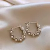 Boucles d'oreilles créoles de tempérament Simple coréen, cercle de perles, mode, petits bijoux polyvalents pour femmes, cadeaux, vente en gros, 2024